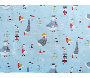 Baumwolle - Day at the beach hellblau